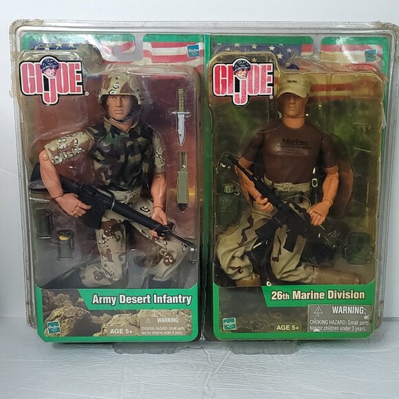 GI Joe Two Pack Army Desert Infantry-26th Marine Division Bubble Damaged 12in